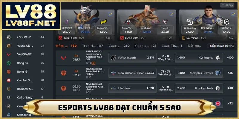 Esports LV88 đạt chuẩn 5 sao
