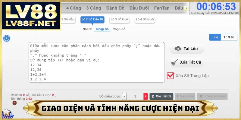 Giao diện và tính năng cược hiện đại